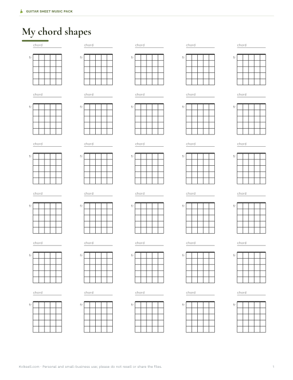 Preview of Printable Guitar Chord Charts